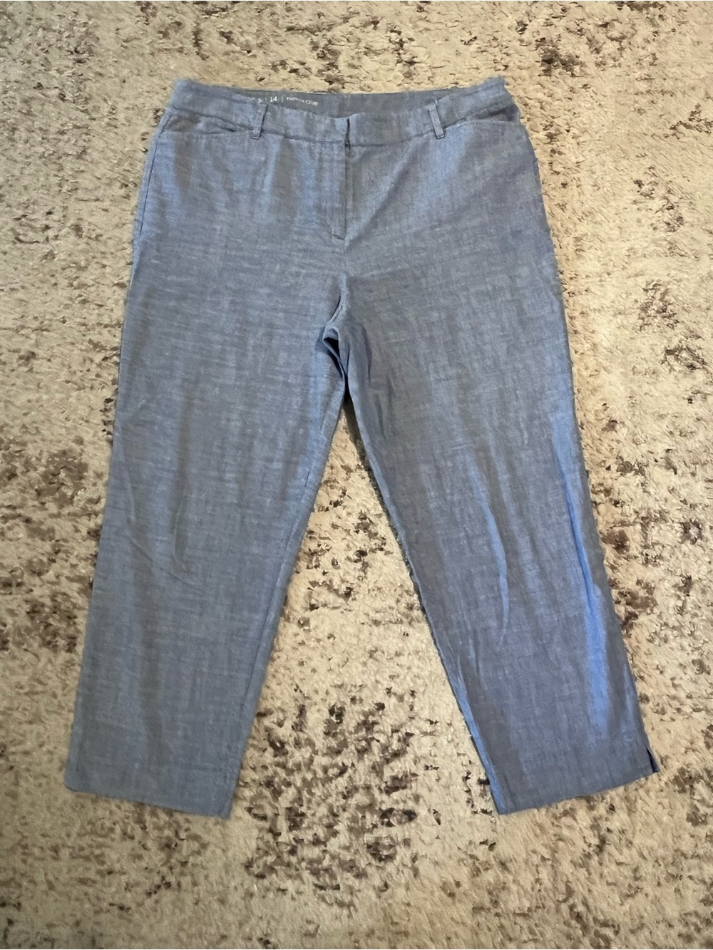 Talbots Perfect Crop Chambray Blue Pants size 14